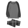 thumbnail image 6 of Mens Pajamas Sets 2 Pack Long Sleeve Crewneck Shirts and Straight Leg Pants Loungewear Outfits Casual Plaid Printed Breathable Sleepwear Pajamas Set, 6 of 7