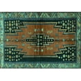 thumbnail image 1 of Ahgly Company Indoor Rectangle Persian Turquoise Blue Traditional Area Rugs, 2' x 5', 1 of 4