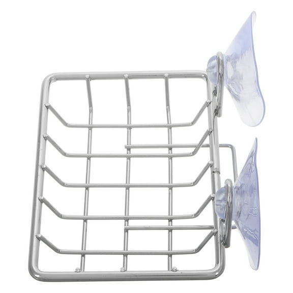 OUNONA Suction Cup Sponge Holder for Kitchen Sink Stainless Steel Quick Drying Rack with Drain Holes 1