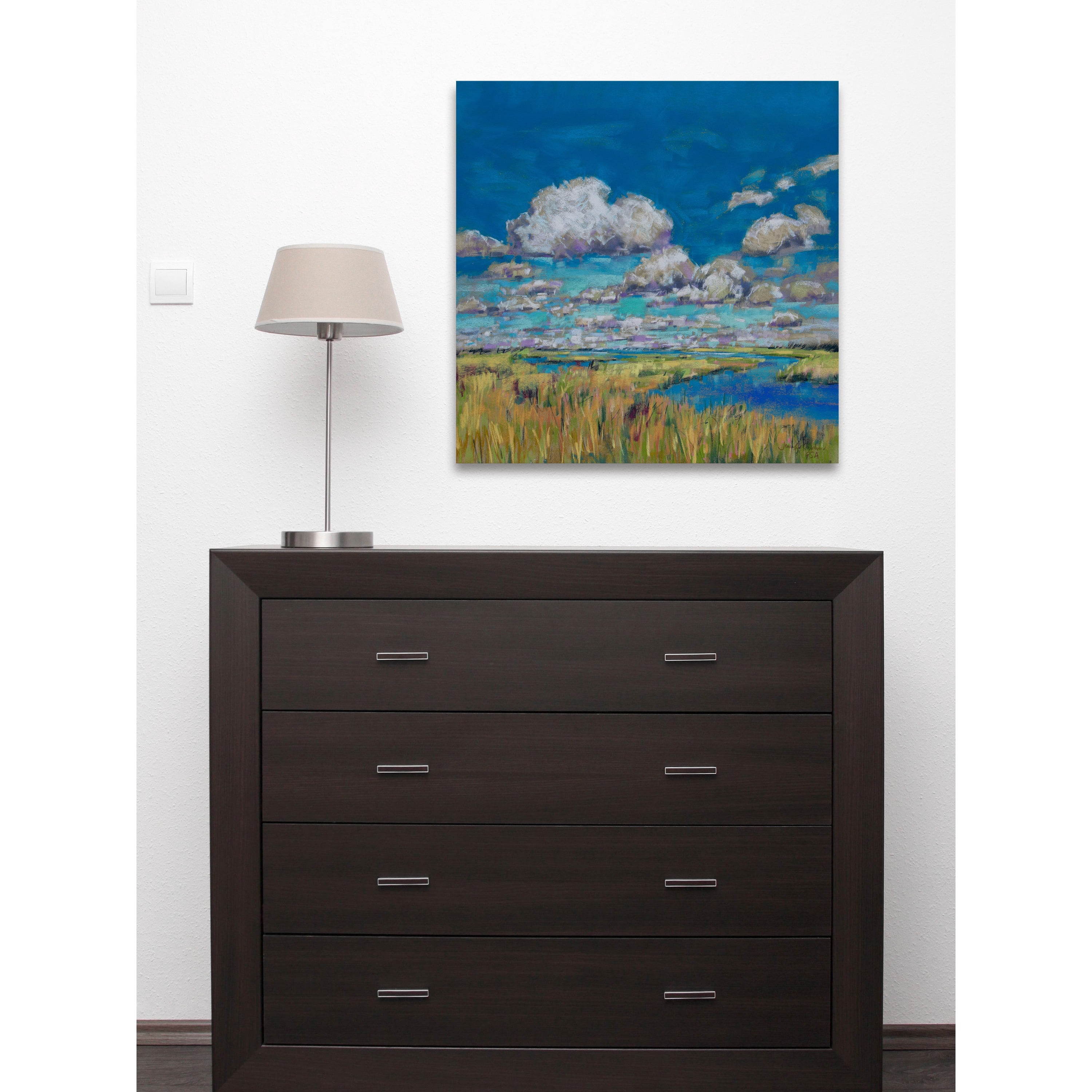 "Summer Clouds and Marsh" Painting Print on Wrapped Canvas