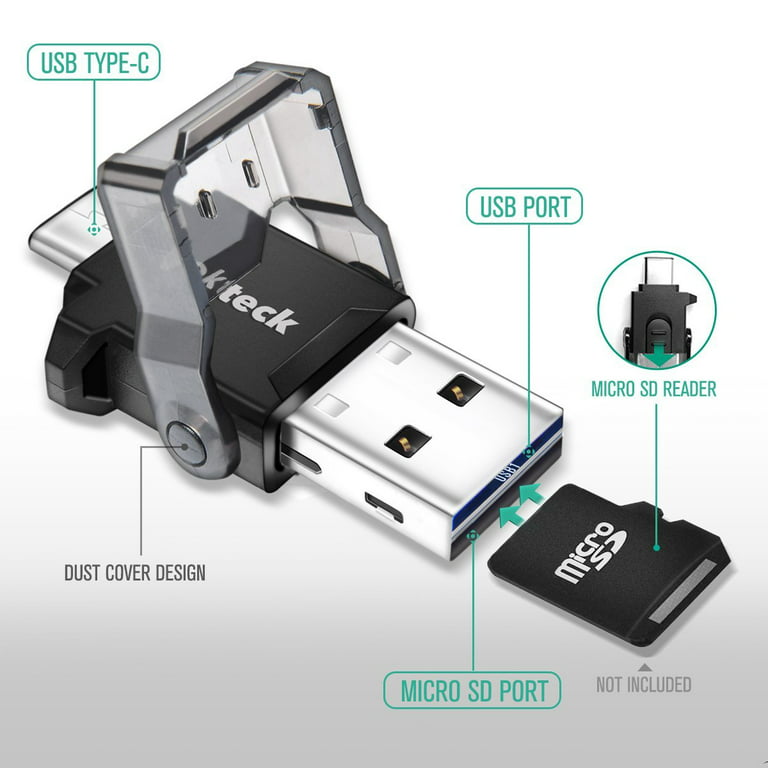 USB Type C OTG Micro SD Card Reader with Additional Standard USB Port Connector (SD Card is NOT included) - Walmart.com