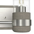 thumbnail image 3 of Hunter - River Mill 2-light Brushed Nickel, Small Vanity Light, Dimmable, Rustic Style, Rectangle Shaped, for Bedrooms, Dining, Living Rooms - 19465, 3 of 6