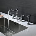 thumbnail image 3 of Cfowner Brass Bridge Kitchen Faucet, Kitchen Sink Faucet with Pull-Out Side Spray, Chrome, 3 of 7