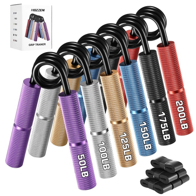 Juego de entrenamiento de fuerza Grip Hozzen, paquete de 6 (23-91 kg) con cinta adhesiva