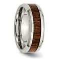 thumbnail image 4 of Auriga Stainless Steel Polished with Brown Koa Wood Inlay Enameled 8 mm Band for Women Size 11.5, 4 of 6