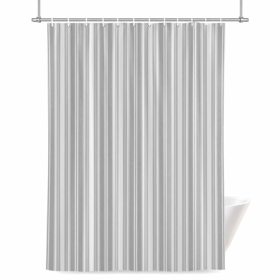 Grey Stripe Shower Curtain, Vintage Abstract Art Farmhouse Grey Vertical Stripe Waterproof Shower Curtain Set with 12 Hooks Lightweight Bath Curtains Fabric Bathroom Decor 72x72 Inches