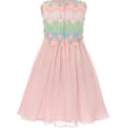 thumbnail image 2 of Little Girls Embroidery Flowy Chiffon Knee Length Summer Flowers Girls Dresses Pink 2 (K38D4), 2 of 3