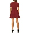 thumbnail image 3 of INSPIRE CHIC Robe d'Été pour Femme Col en V Manches Bouffantes Taille Smockée Robe Courte Décontractée TG Rouge, 3 of 6