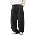 thumbnail image 1 of Men's Drapey Loose Casual Pants Japanese Retro Pleated Design Micro Leg Drawstring Long Pants, 1 of 5