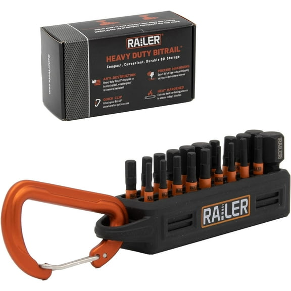 Allen Wrench Hex Bit Set - Railer 1 Inch Impact Driver 20pc Hex Bit Set With A Bit Holder & Carabiner. Premium S2 Steel, Ideal For Furniture Screws