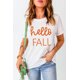 thumbnail image 1 of ABPHQTO Camiseta blanca de manga corta Hello Fall Calling Up Realxed para mujer, 1 of 5