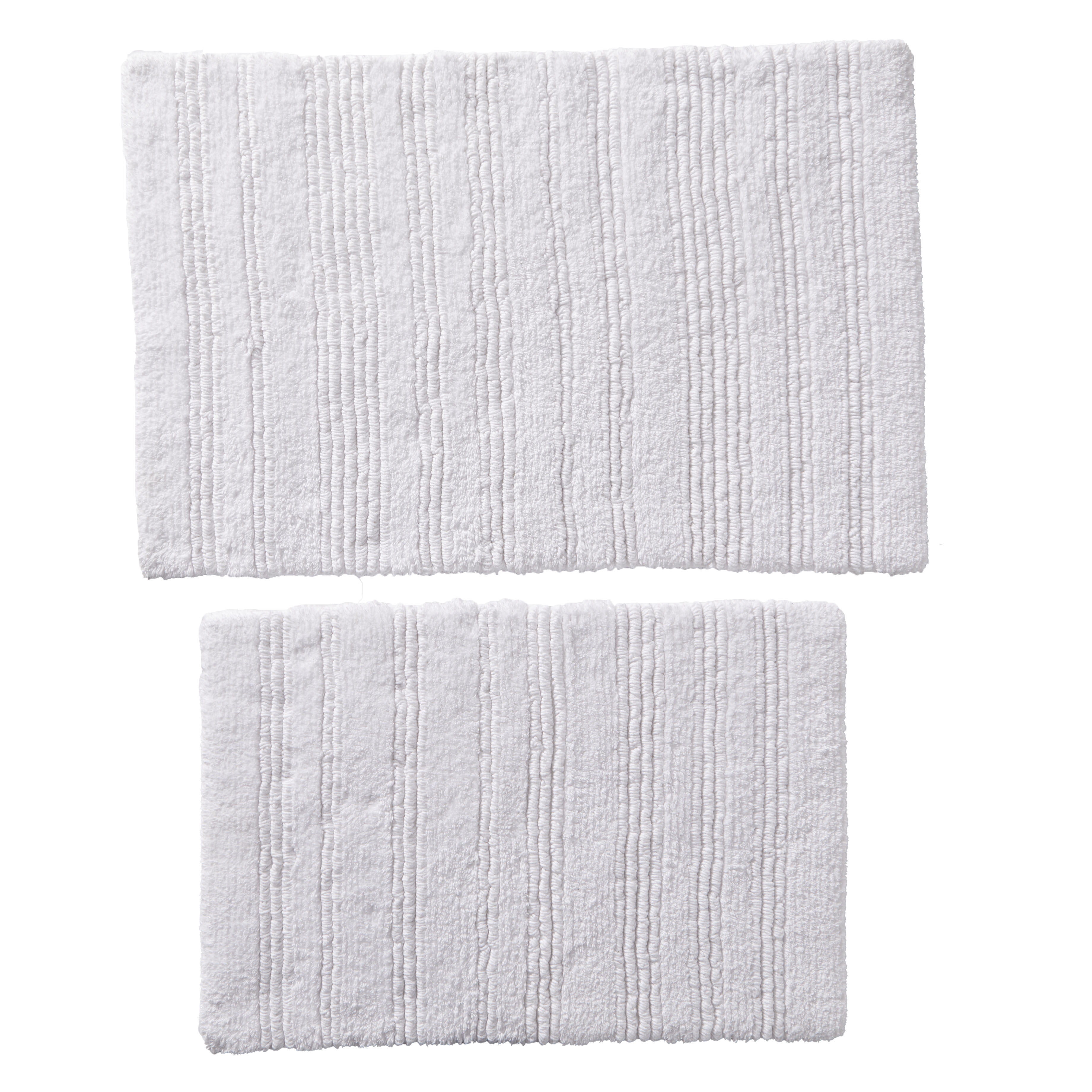 Better Homes & Gardens 17x24 in/20x30 in White Cut & Loop Reversible 2Pc Bath Rug Set