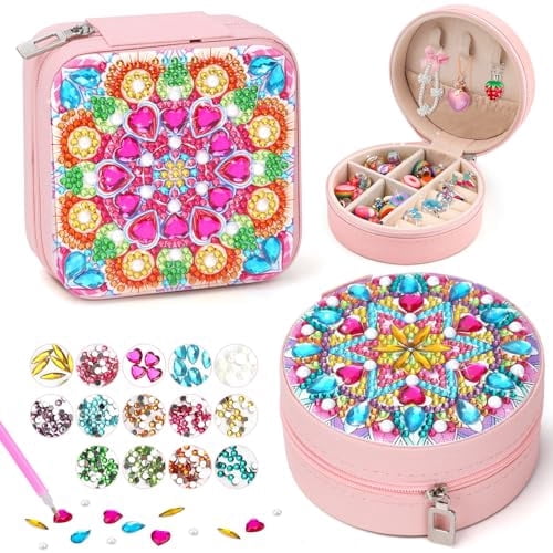 Diamond Art Jewellery Box for Girls: 2 PCS Craft Kits for Kids Birthday Presents - Gifts for 5 6 7 8 9 10 Year Old Gilrs Toys - Arts and Crafts for Kids Age 5 6 8 10 DIY Creative Activities