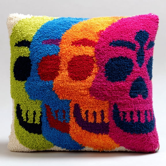 Latch Hook Pillow Kits Cartoon Bones Needlework Hook Latch Kit 17x17inch