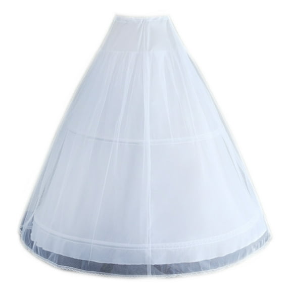 Yoetaun Women White Wedding Petticoat 2 Hoop Double Layer Bridal Crinolines with Tulle White