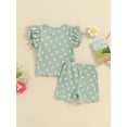 thumbnail image 6 of Suealasg Toddler Girl 2 Piece Summer Outfit Short Sleeve Floral Print T-Shirt Tops +Elastic Waist Shorts 6M 1T 2T 3T 4T Kids Baby Girls Casual Clothes, 6 of 9