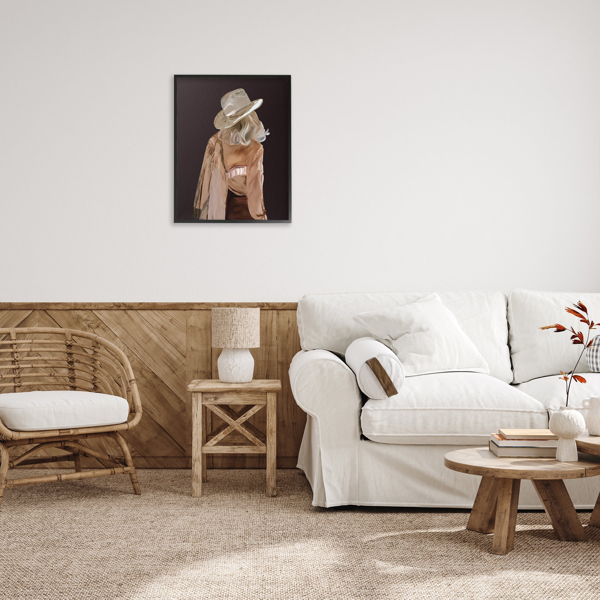 Stupell Industries Abstract Southwestern Cowgirl Abstract Painting Black Framed Art Print Wall Art, 24 x 30