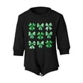 thumbnail image 4 of Coerni Four Leaf Clover Romper for Baby Boys Girls Bowknot Sweatshirt 𝐎nesie Cute Easter Clothes Cotton Warmly Spring Outwear, 4 of 8