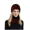 thumbnail image 4 of Men and Women's Winter Knit Hat and Scarf Set, Fleece Lined Windproof Cold Weather Neck Warmer, Warm Two Piece Set for Skiing, Outdoor Activities, Hiking and Snow Sports-Wine, 4 of 9