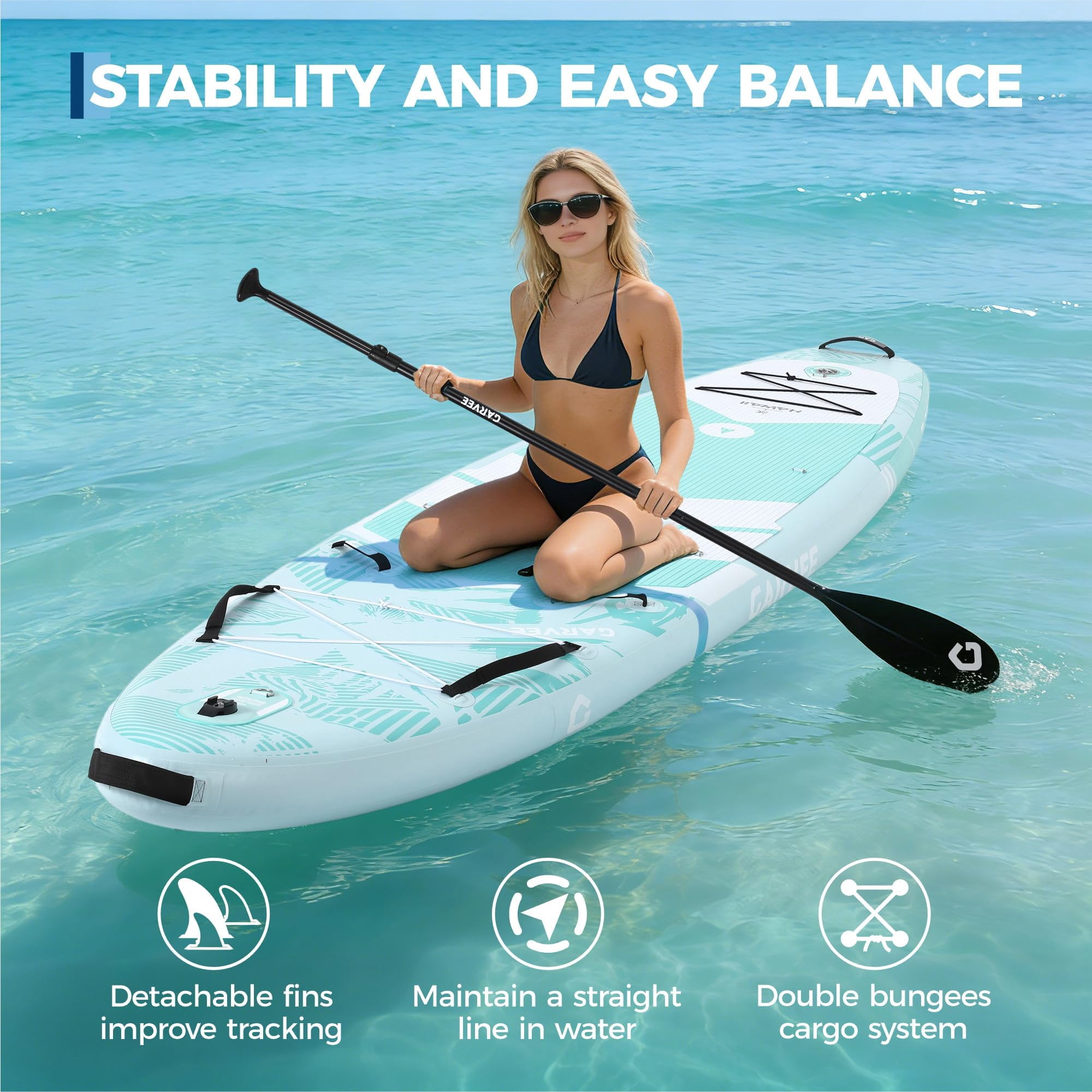 QinaQin 10'6 Inflatable Upright Paddleboard, Wide and Stable, with a Non-Slip Eva Deck, High Load-Bearing Upright Paddleboard, Three-Fin Control, Includes All Accessories