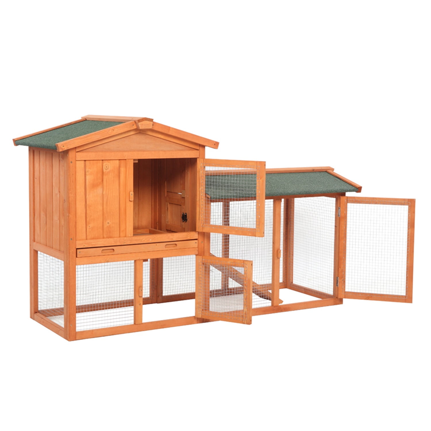 Pefilos 61" Wooden Rabbit Hutch for Outdoor Pet House Bunny Cages Poultry Cage Habitat, Orange Pefilos 61" Wooden Rabbit Hutch for Outdoor Pet House Bunny Cages Poultry Cage Habitat, Orange