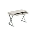 thumbnail image 3 of Whiteline Modern Living Elm Desk Large, High gloss Light Grey, Two Drawers, Stainless Steel Base, 3 of 3
