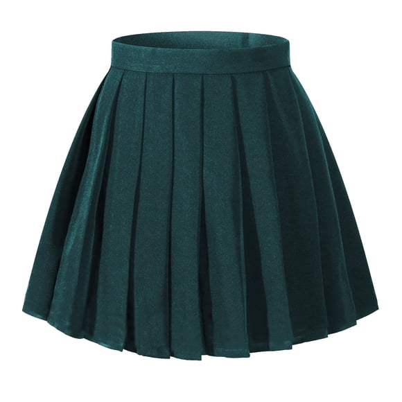 Beautifulfashionlife Faldas plisadas de color verde bosque de cintura alta de uniforme escolar para mujer (M verde oscuro)