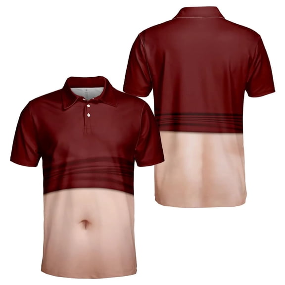 OIOLOYJM Mens Polo Shirts 3D Print Creativity Performance Short-Sleeve Casual Quick Dry Mesh Golf Shirts Basic Cute Gym Collared Tops Red M