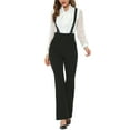 thumbnail image 2 of INSPIRE CHIC Women's High Waist Overalls Bell Bottom Pants Suspenders Jumpsuit Black S, 2 of 5