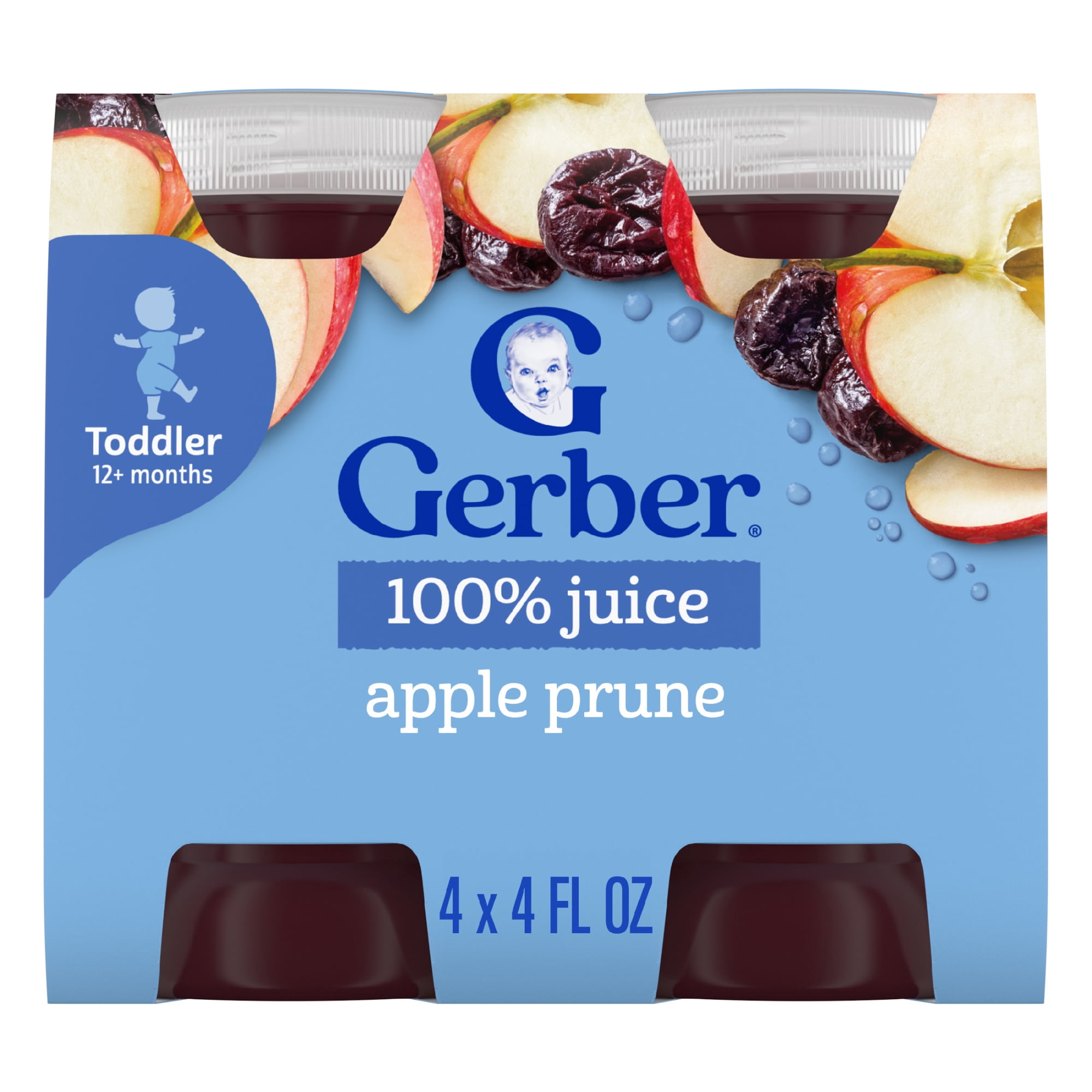 Gerber Fruit Juice, Apple Prune, 4 fl oz Bottle (6 Pack)