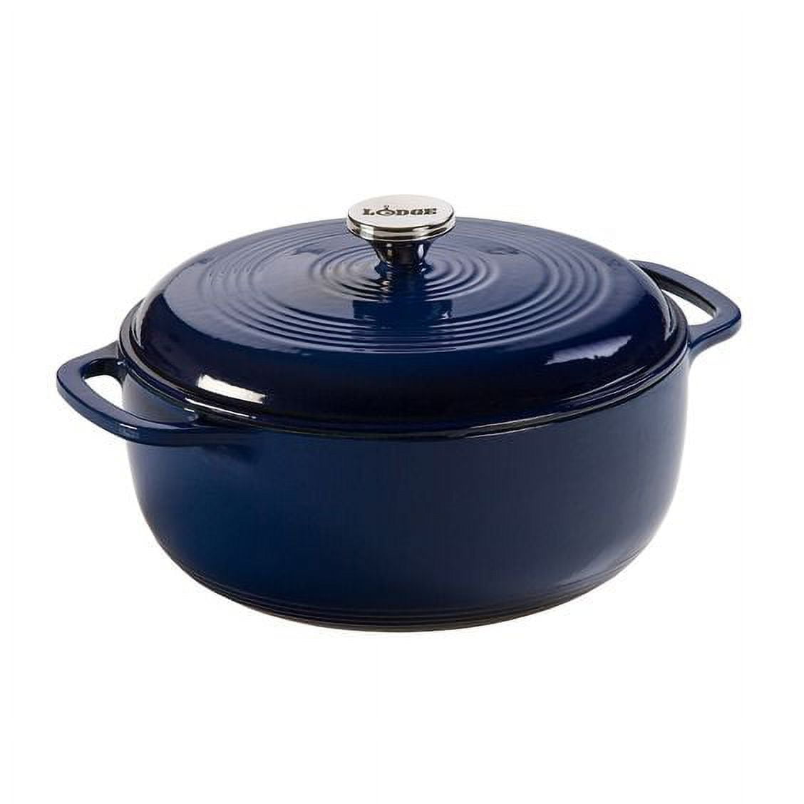 Lodge Enamelware 6 qt. Round Cast Iron Dutch Oven in Blue with Lid EC6D33 -  The Home Depot