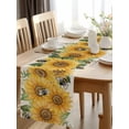thumbnail image 2 of Vintage Watercolor Sunflower Leaves Table Runner-36 Inch Long Buffalo Checkered Bees Table Runners Linen Burlap Tablerunner for Kitchen Dining Room Holiday Party, 2 of 9