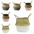thumbnail image 4 of Savlot Seagrass Wickerwork Basket Rattan Foldable Hanging Flower Pot Planter Woven Dirty Laundry Basket Storage Basket Home Storage Decor Basket, 4 of 6