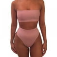 thumbnail image 2 of Women's 2 Pieces Bandeau Bikini Swimsuits Off Shoulder High Waist Bathing Suit High Cut, 2 of 4