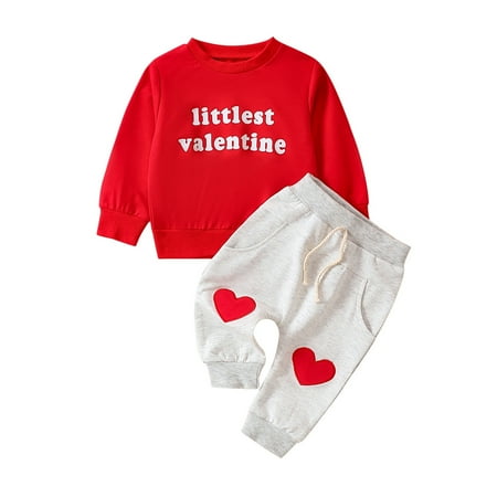 

Toimothcn Toddler Boys Fall Outfits Long Sleeve Casual Letter Printed Valentine S Day Sweatshirt Pants Warm Loose Fit 2Pcs Outfits Set Childrens Dailywear