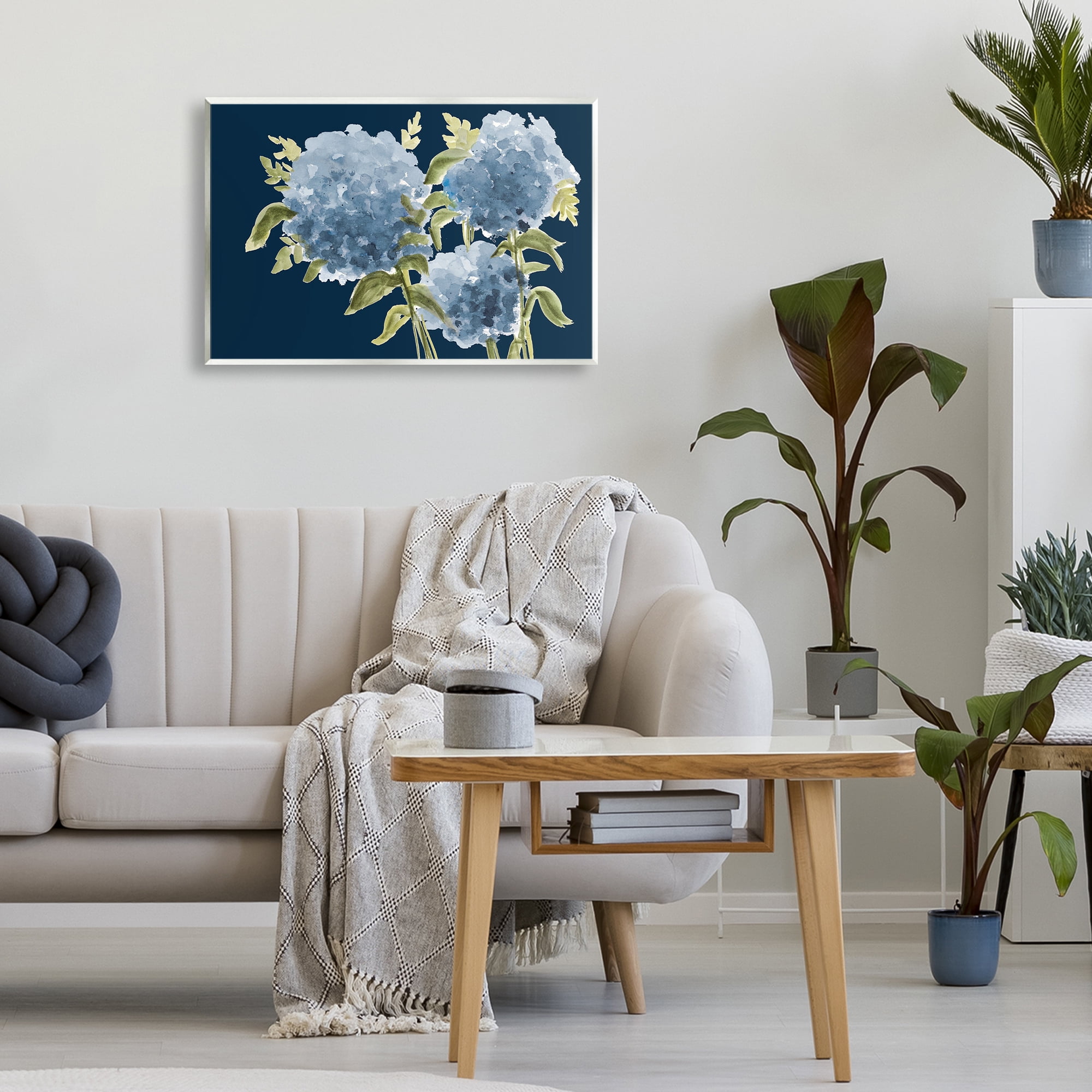 Stupell Industries Blue Hydrangeas on Indigo Wall Plaque Art, design by Janice Gaynor