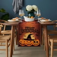 thumbnail image 2 of Burnt Orange Halloween Table Runner - 72 Inch Long, Kitchen Dining Table Runner Dresser Scarves, Spooky Pumpkins Horror Plaid Farmhouse Decor for Coffee Tables Wedding Party Banquet, 2 of 8