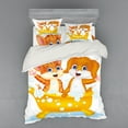 thumbnail image 2 of Ambesonne Animal Bedding Set 3 Pcs, Cartoon Cat and Dog Bath, Twin, Yellow Brown Blue, 2 of 3