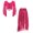 Hot Pink, variant on Womens Belly Dance Outfits Flare Sleeve Crop Tops with Sequin Irregular Hem Skirts Set White One Size