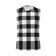 thumbnail image 6 of Lsque White And Black Plaid Print Men's Cotton Blend Sleeveless Muscle Shirts (S-3XL)- Moisture Wicking, Odor Protection, UPF 30+,3X-Large, 6 of 8