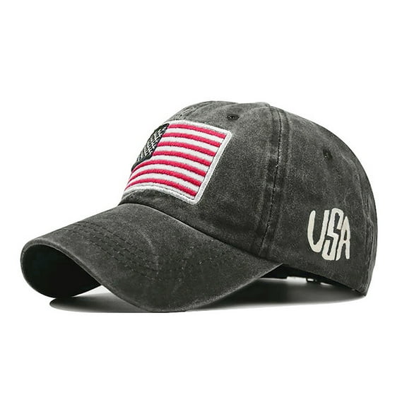 Audhol Baseball Cap Adult Classic American Flag Washed Old Letter American Sunshade Baseball Cap Fitted Hats for Men Coffee One Size