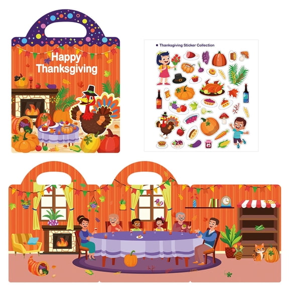 Eolstice Thanksgiving Sticker Books, Thanksgiving Gifts and Travel Toys for Toddlers, for Activities, Crafts, and Birthday Gifts in Home, School, and Party Applications