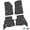 Black w/ Blue & White insert, variant on Flextread Floor Mats for 21-24 Jeep Wrangler 4xe - Mopar Licensed Factory Fit - Black w/ Blue & White Jeep Wave w/o Wheel Insert - 100% Made in USA