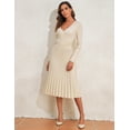 thumbnail image 5 of PrettyGuide Women's Wrap Sweater Dress V Neck Long Sleeve Pleated A Line Knit Midi Dresses, 5 of 7