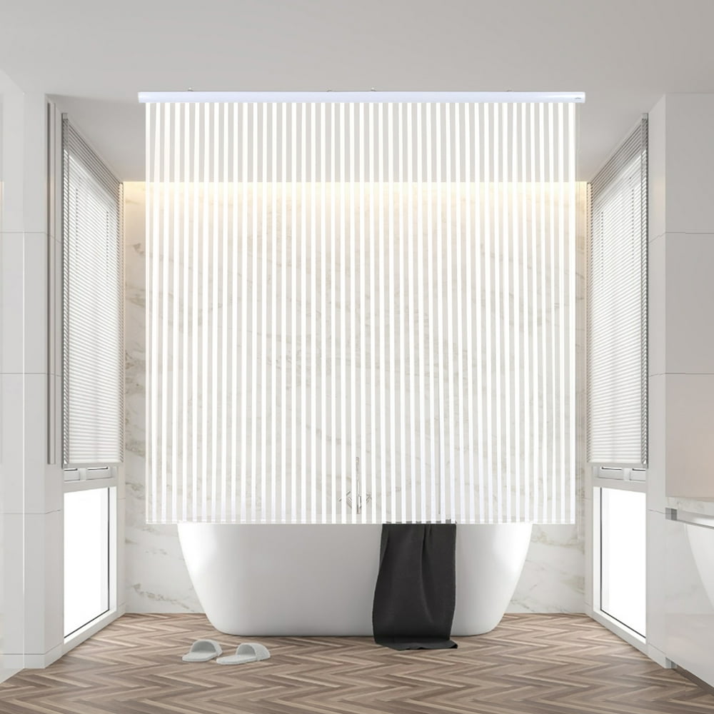 Jakooz Rollup Shower Curtain for Bathroom. Waterproof, 100 PEVA, Heavy