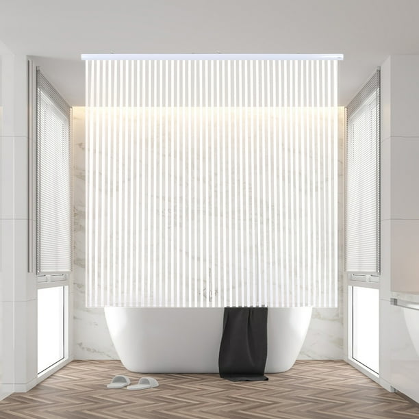 Jakooz Rollup Shower Curtain for Bathroom. Waterproof, 100 PEVA, Heavy