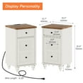 thumbnail image 3 of Set of 2 Nightstand with Charging Station, Bedside Table Built-in Outlets, Wood End Table with Drawer and Storage for Living Room, Bedroom,White/Oak, 3 of 7