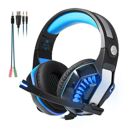 GM-2 Gaming Headset with Mic-Sound Clarity, 2.1m Cable, Noise Reduction Headphone with LED Lights for Computer Game, PS4, Xbox One, Laptops, Tablet, Smartphones,
