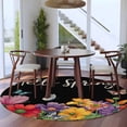 thumbnail image 3 of Round Rug 7Ft Washable Non-Slip, Spring Flowers Circle Area Rugs for Living Room Bedroom, Watercolor Country Colorful Floral Black Indoor Floor Mats Carpet Runner for Home Decor Aesthetic, 3 of 8