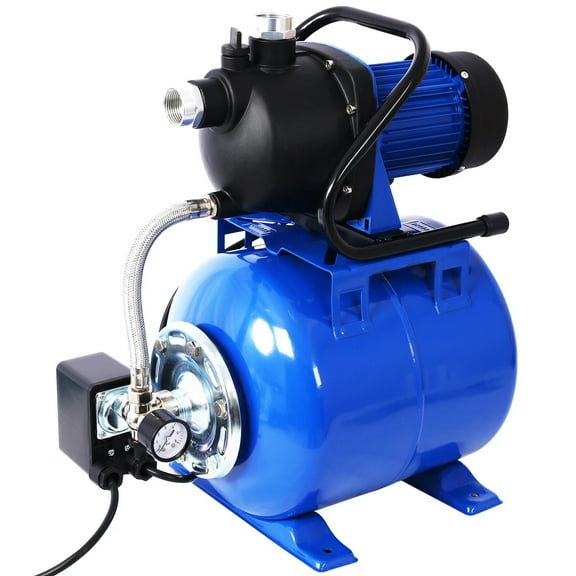 【LuckyNote】Automatic 1.6HP Shallow Well Jet Pump with 5Gal Pressure Tank, 1000GPH 157ft Lift Water Booster for Home Garden Farm Use